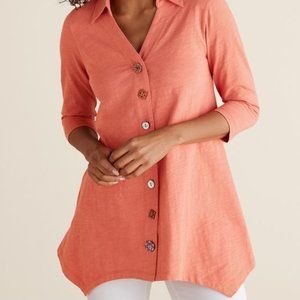 Soft Surroundings Danielle Button Top Size -  PL Apricot Brandy Color